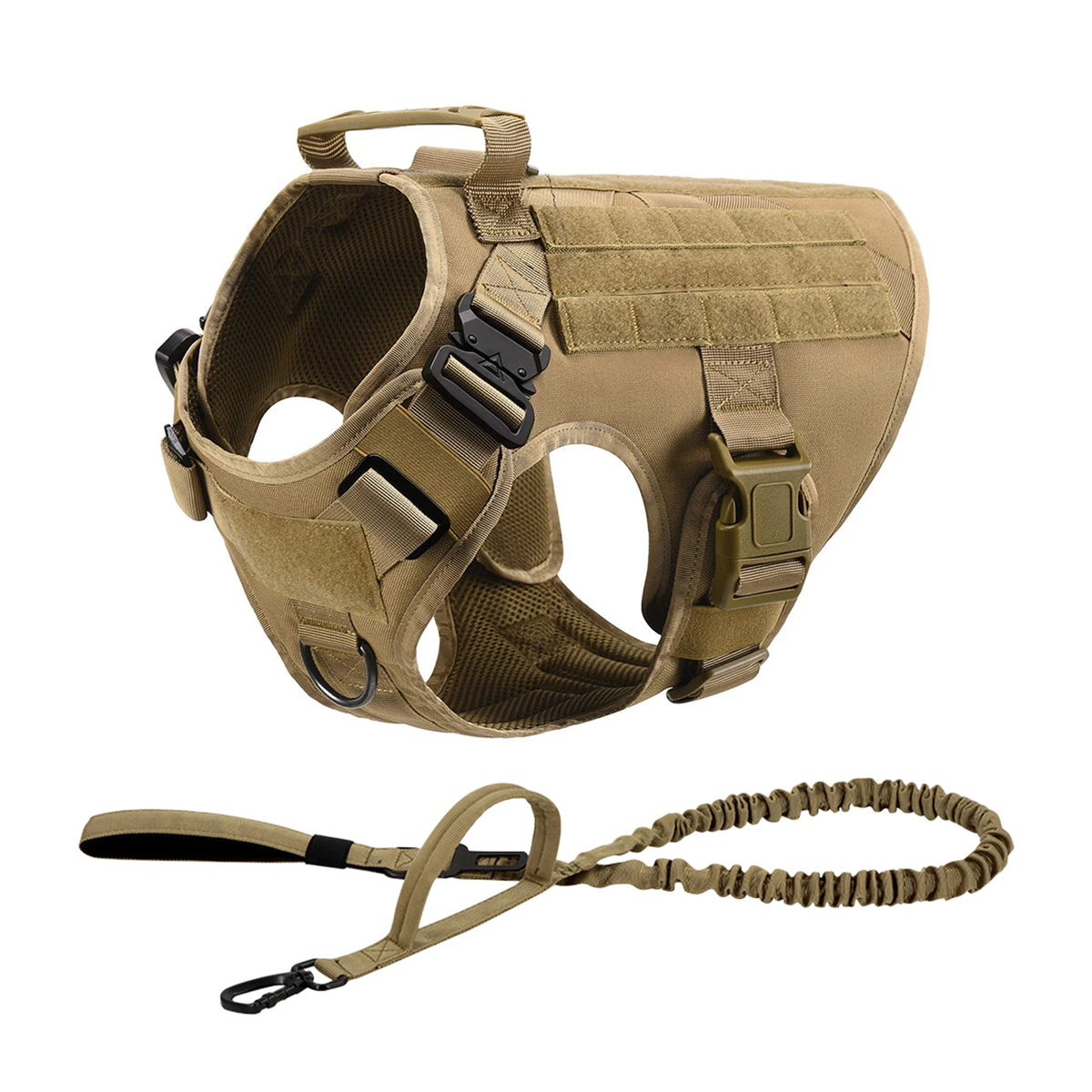 Tactical Dog Harness with Molle Pouches and Leash