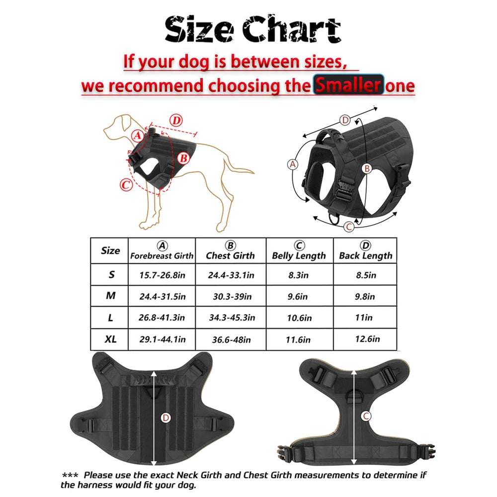 Tactical Dog Harness with Molle Pouches and Leash