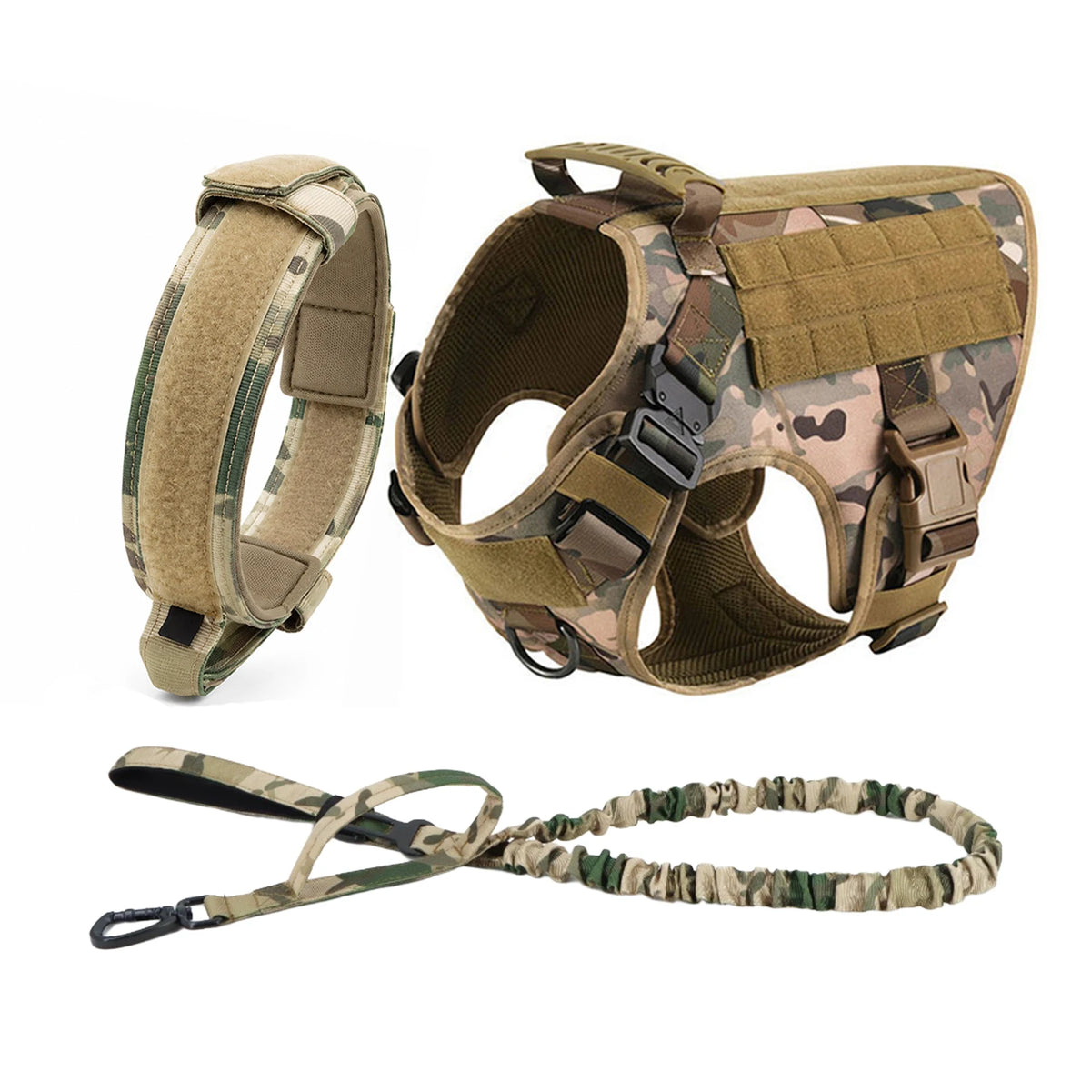 Tactical Dog Harness with Molle Pouches and Leash