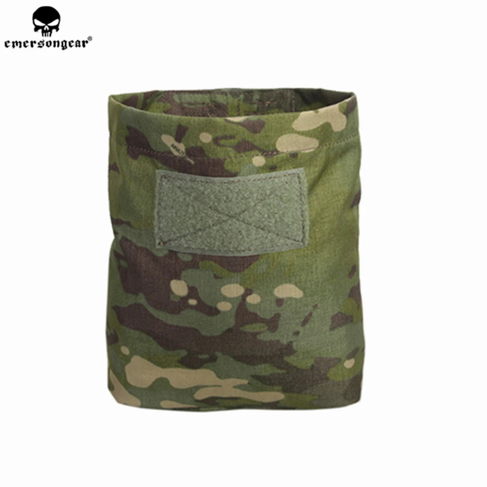 MOLLE Folding Utility Pouch in Multicam with open top and hook-and-loop patch panel, front view