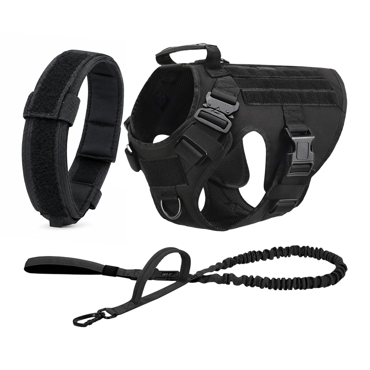 Tactical Dog Harness with Molle Pouches and Leash