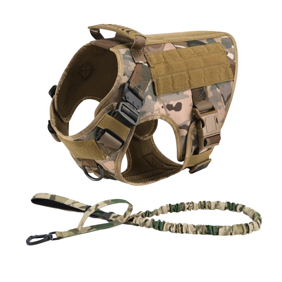 Tactical Dog Harness with Molle Pouches and Leash