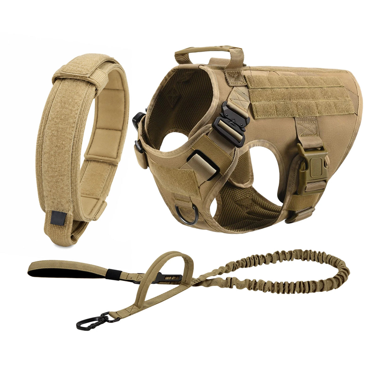 Tactical Dog Harness with Molle Pouches and Leash