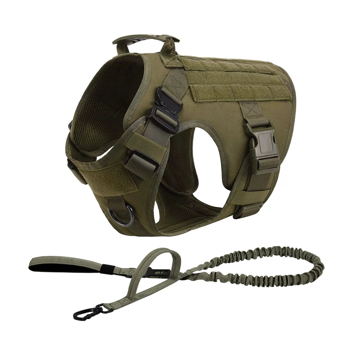Tactical Dog Harness with Molle Pouches and Leash