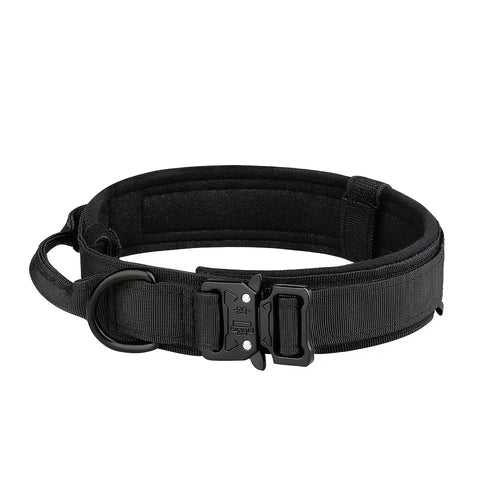 Black Tactical Dog Collar with Control Handle