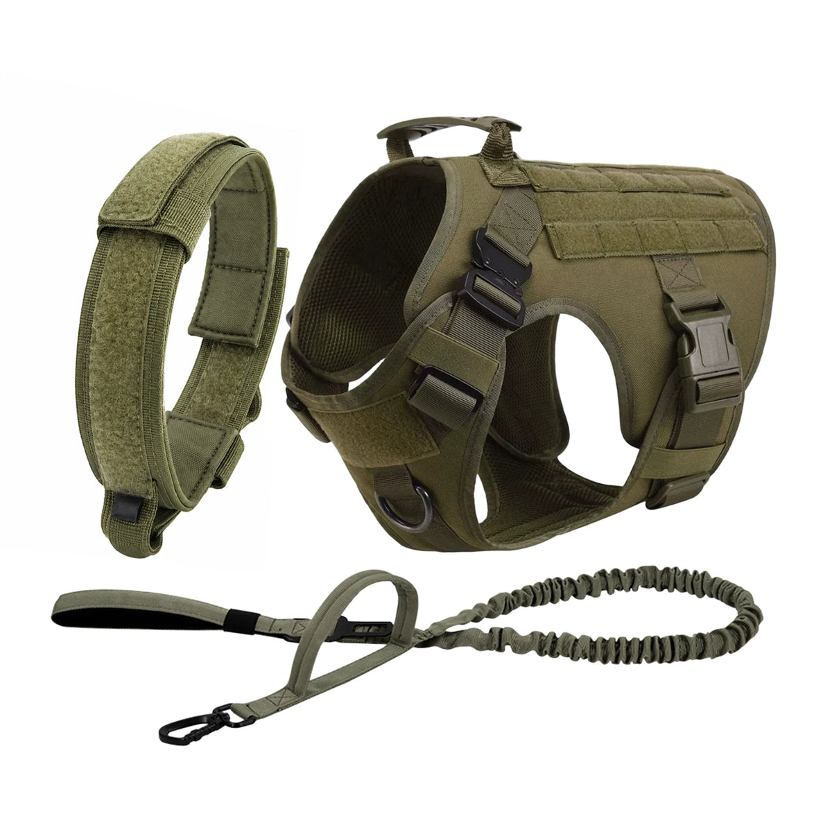 Tactical Dog Harness with Molle Pouches and Leash