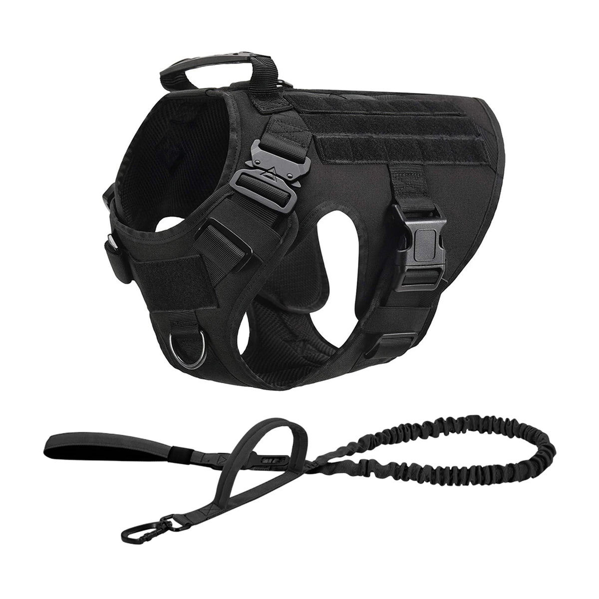Tactical Dog Harness with Molle Pouches and Leash