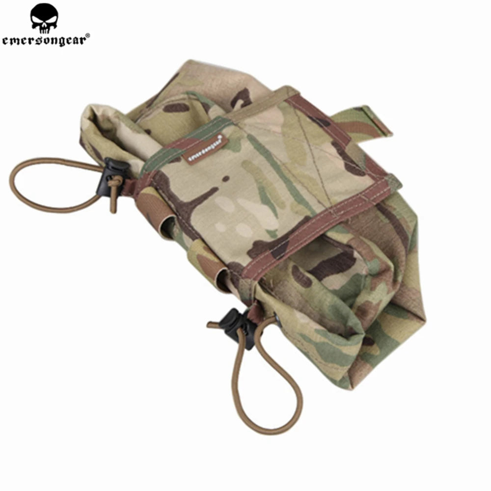 MOLLE Folding Utility Pouch in Multicam with drawstring closure, diagonal view